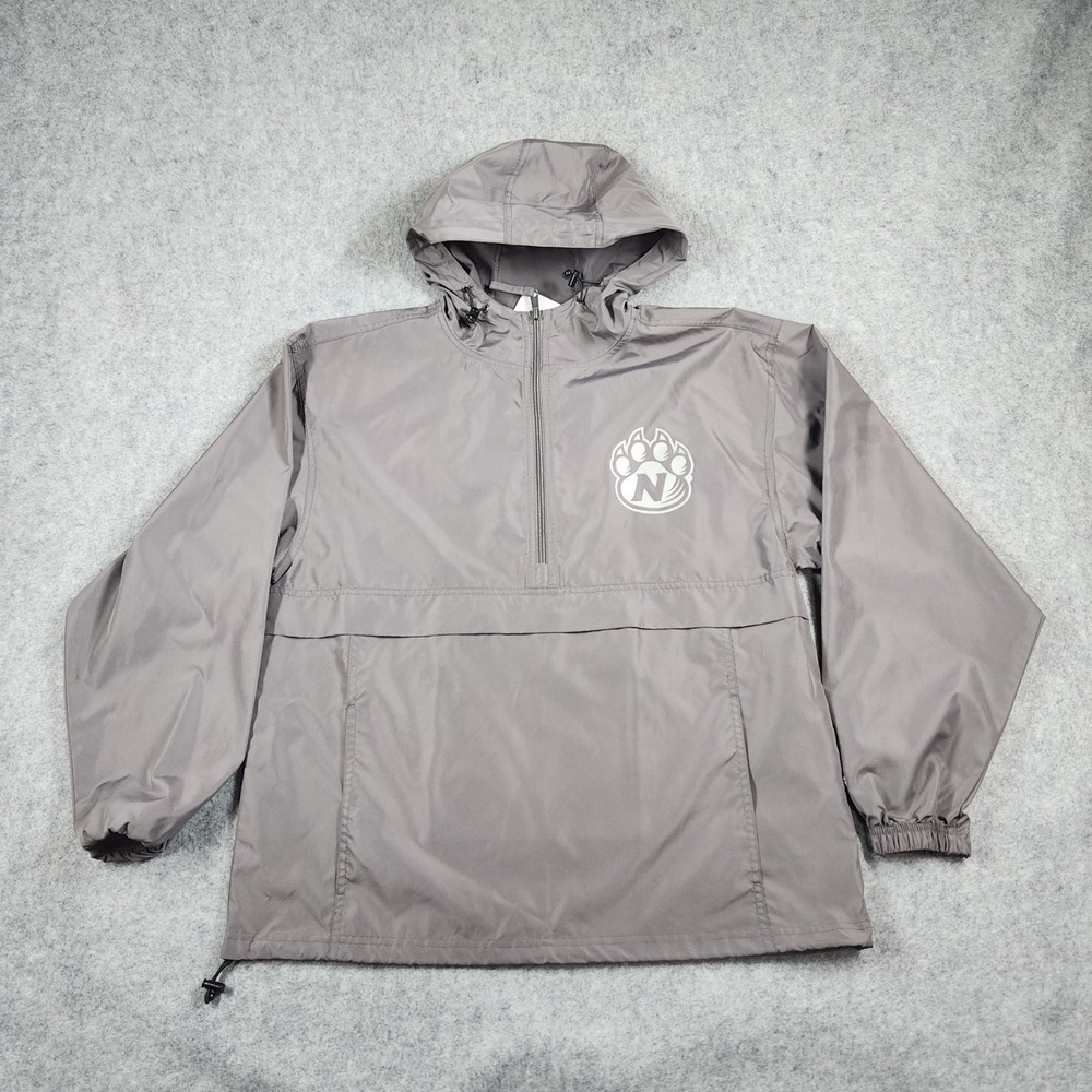 Champion Windbreaker Mens Medium Gray Quarter Zip Northwest Missouri Flaw